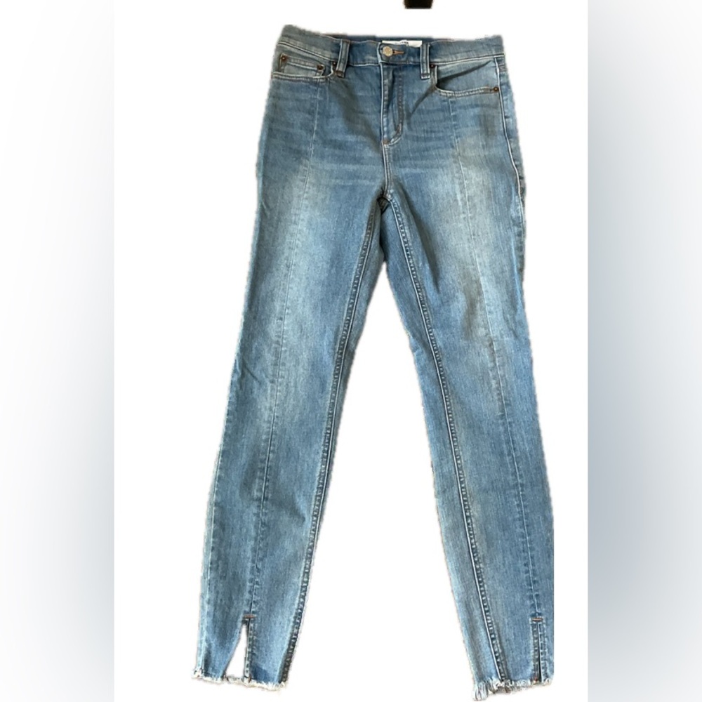 DYNDNM Kate Denim Straight Slim  Leg Jeans with front split .